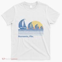 Sarasota Fl Sailboat Vintage 80s Sunset T-Shirt thumb 0