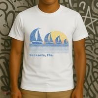 Sarasota Fl Sailboat Vintage 80s Sunset T-Shirt thumb 3