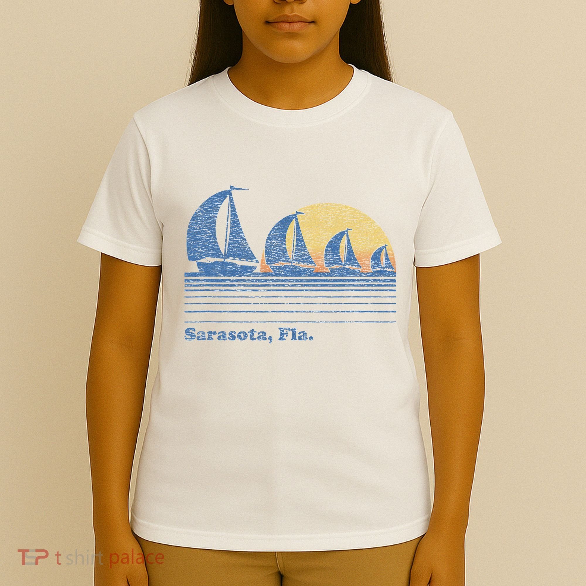 Sarasota Fl Sailboat Vintage 80s Sunset T-Shirt