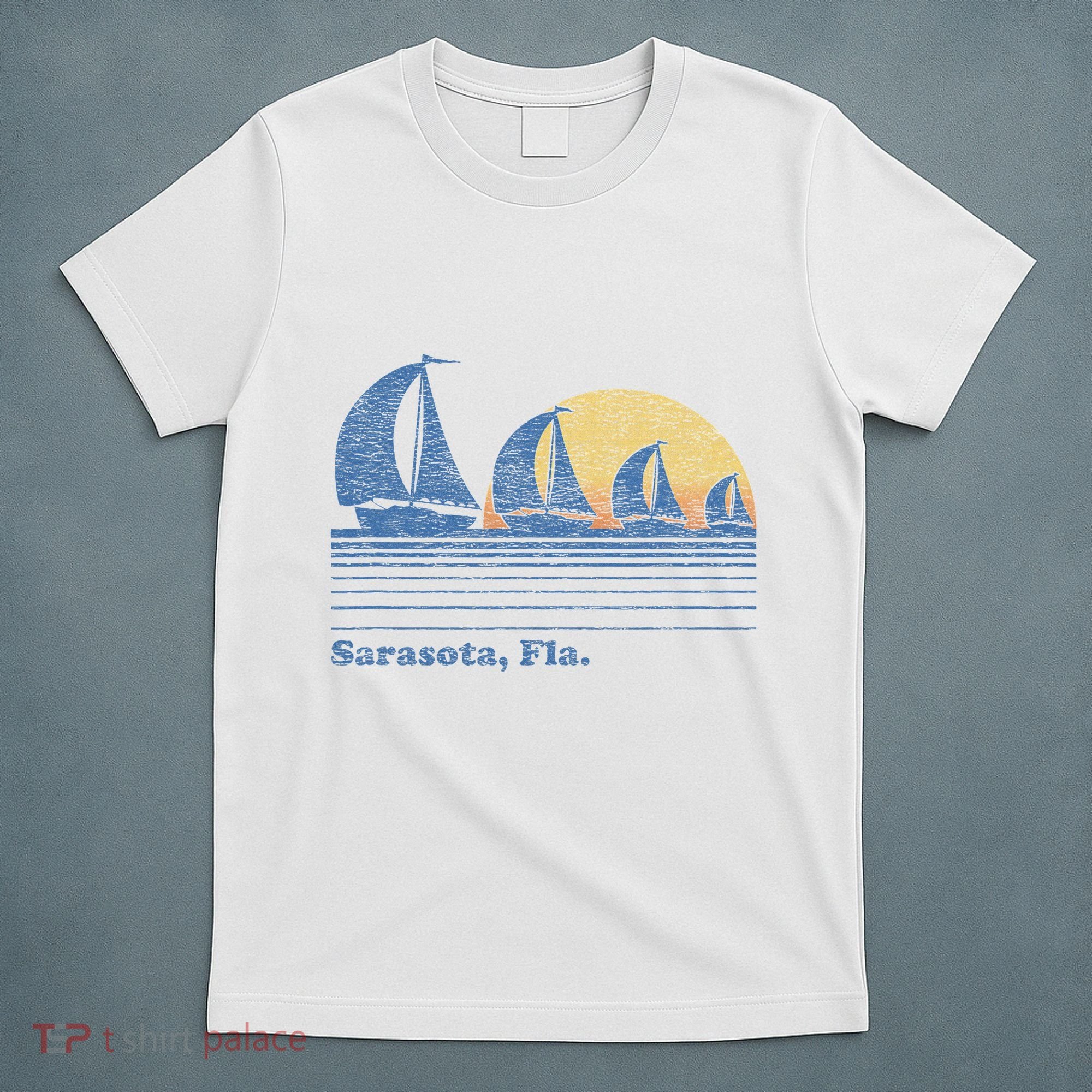 Sarasota Fl Sailboat Vintage 80s Sunset T-Shirt