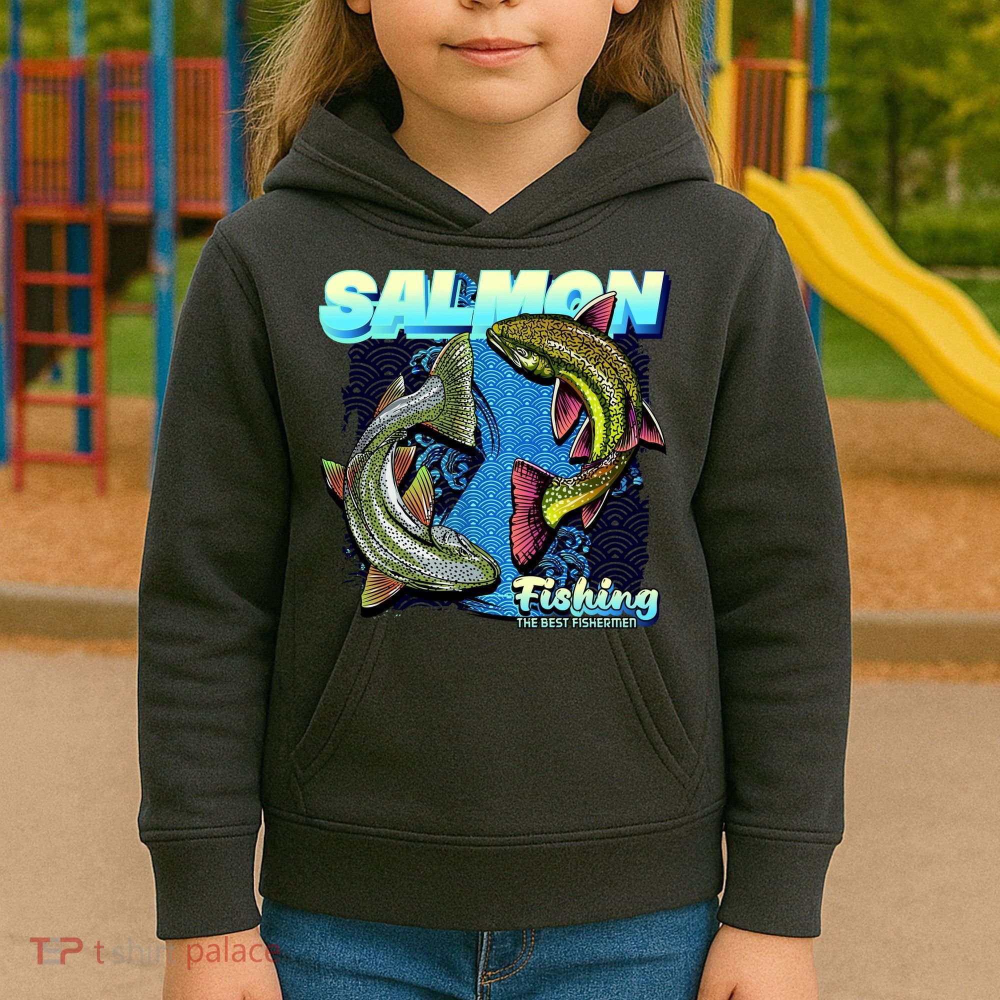 Salmon Fishing Kids Hoodie