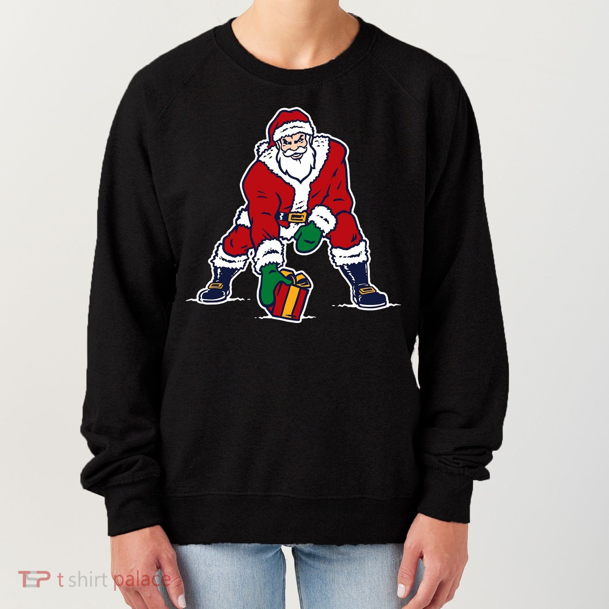 Santa Football Spike Present Women's Sweatshirt