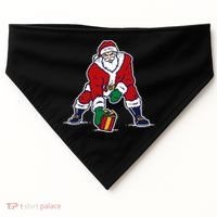 Santa Football Spike Present USA-Made Doggie Bandana thumb 0