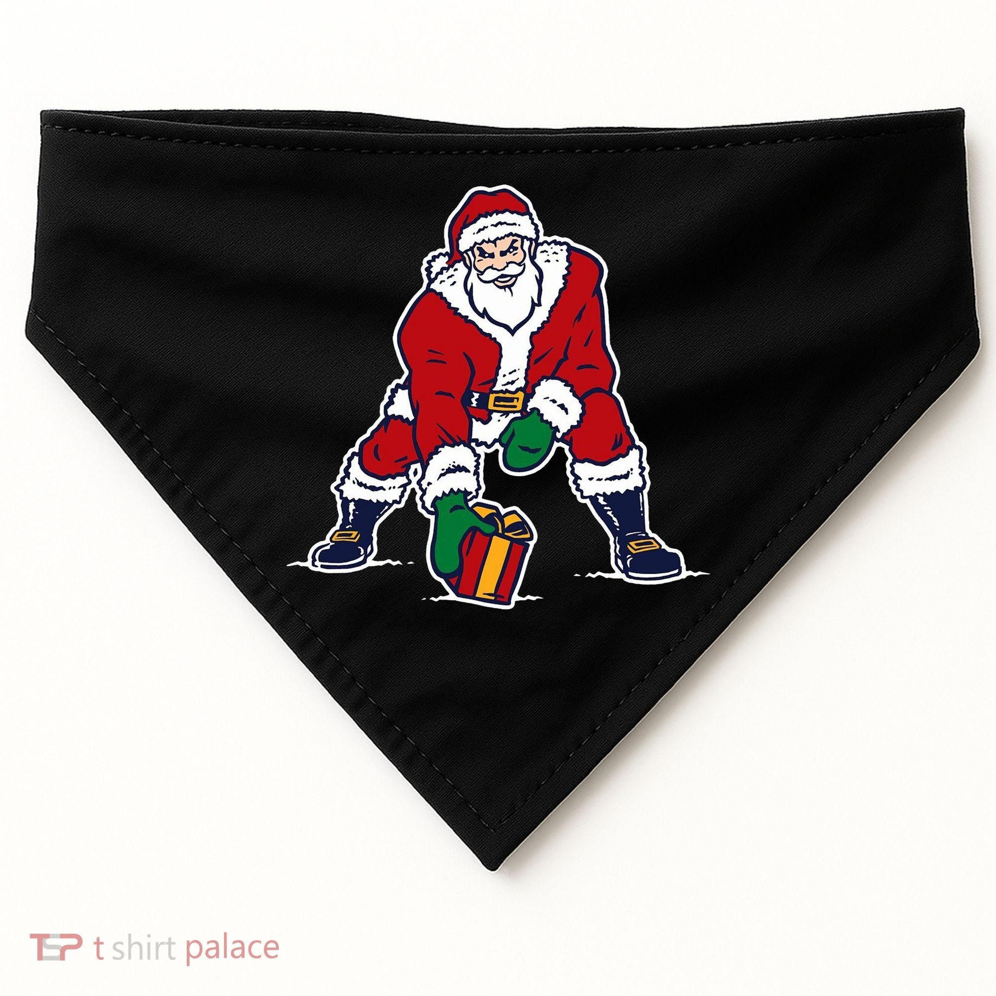 Santa Football Spike Present USA-Made Doggie Bandana