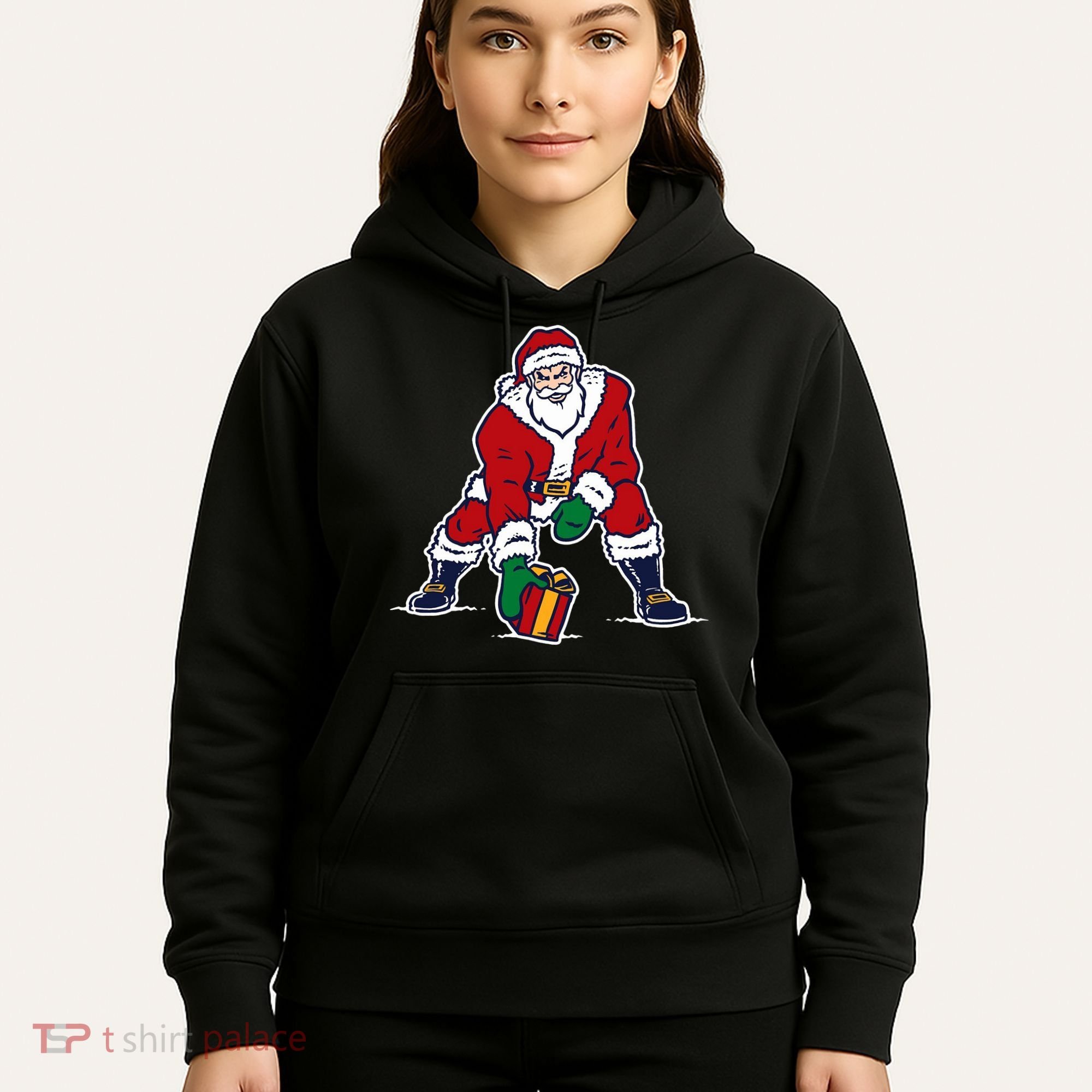 Santa Football Spike Present Hoodie