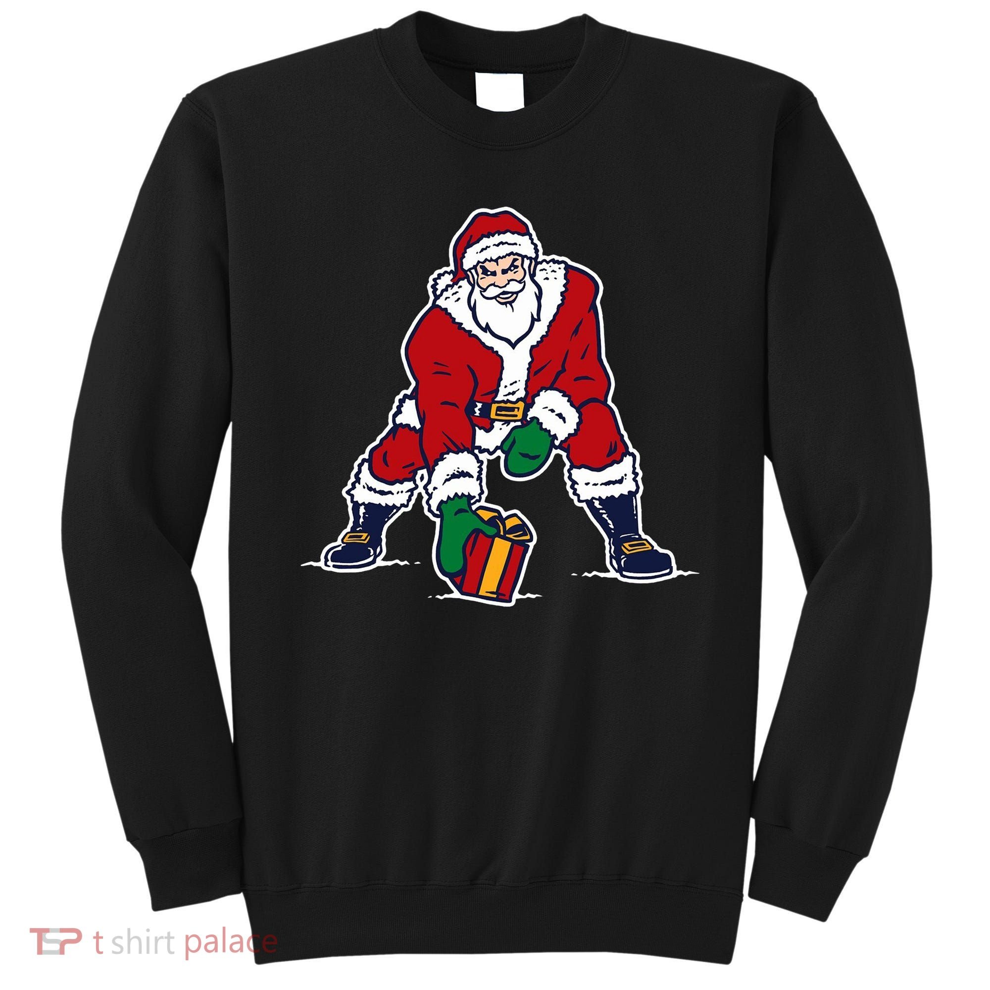 Santa Football Spike Present Sweatshirt