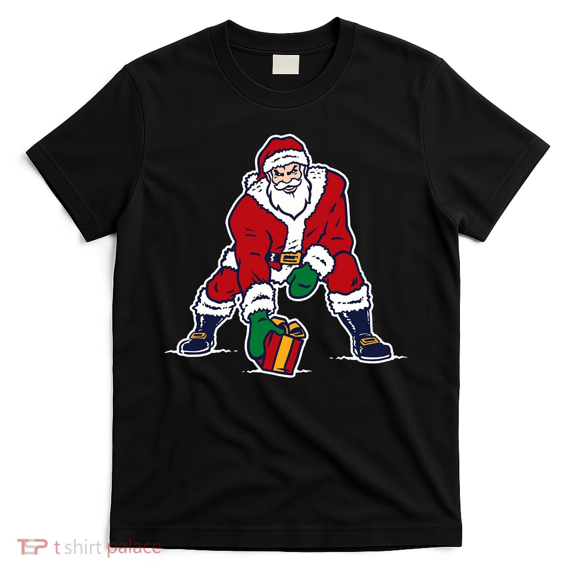 Santa Football Spike Present T-Shirt