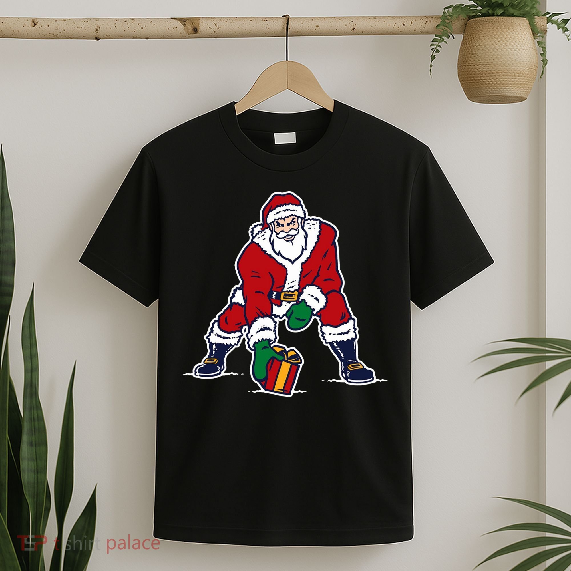 Santa Football Spike Present T-Shirt