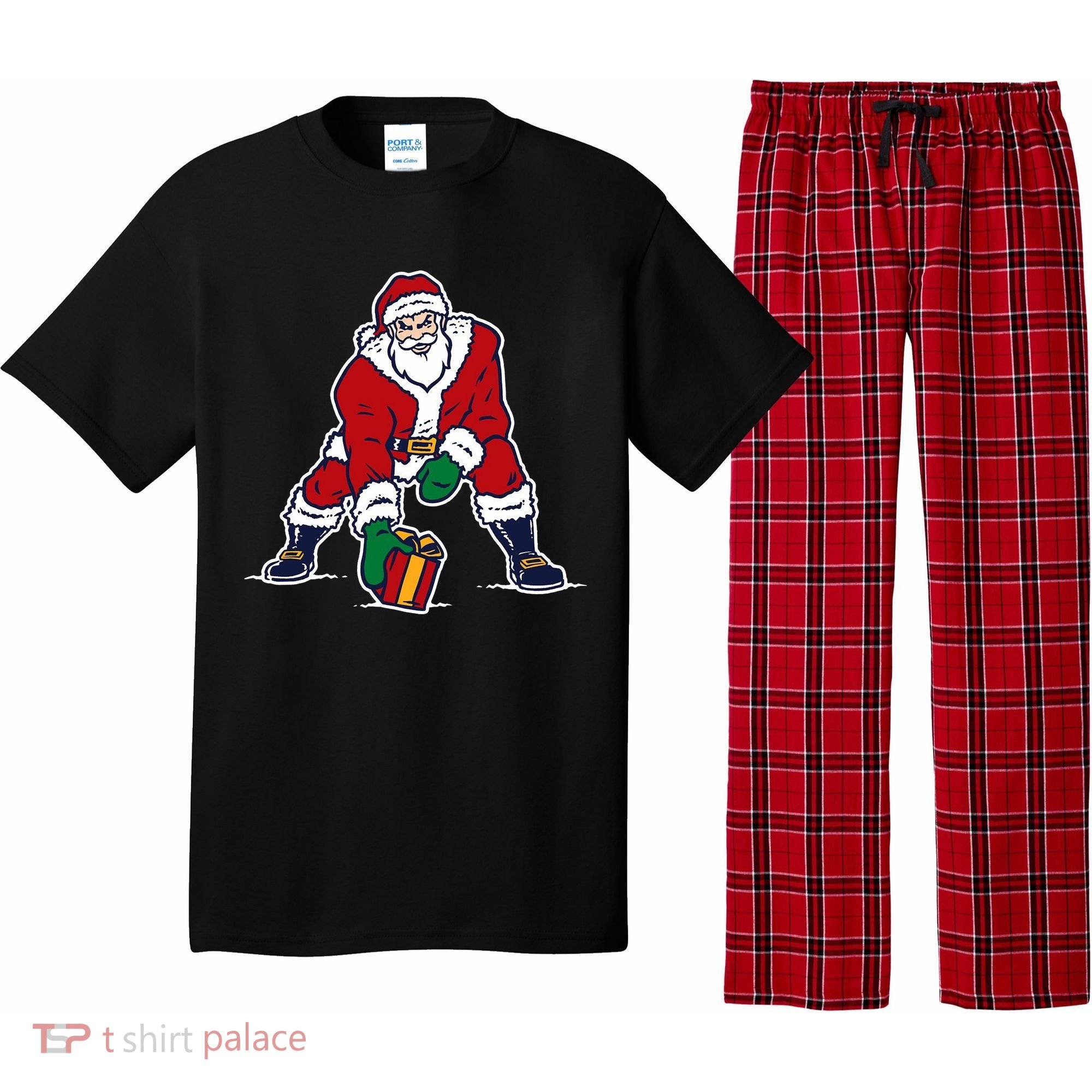 Santa Football Spike Present Pajama Set