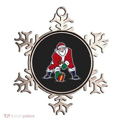 Santa Football Spike Present Ornament