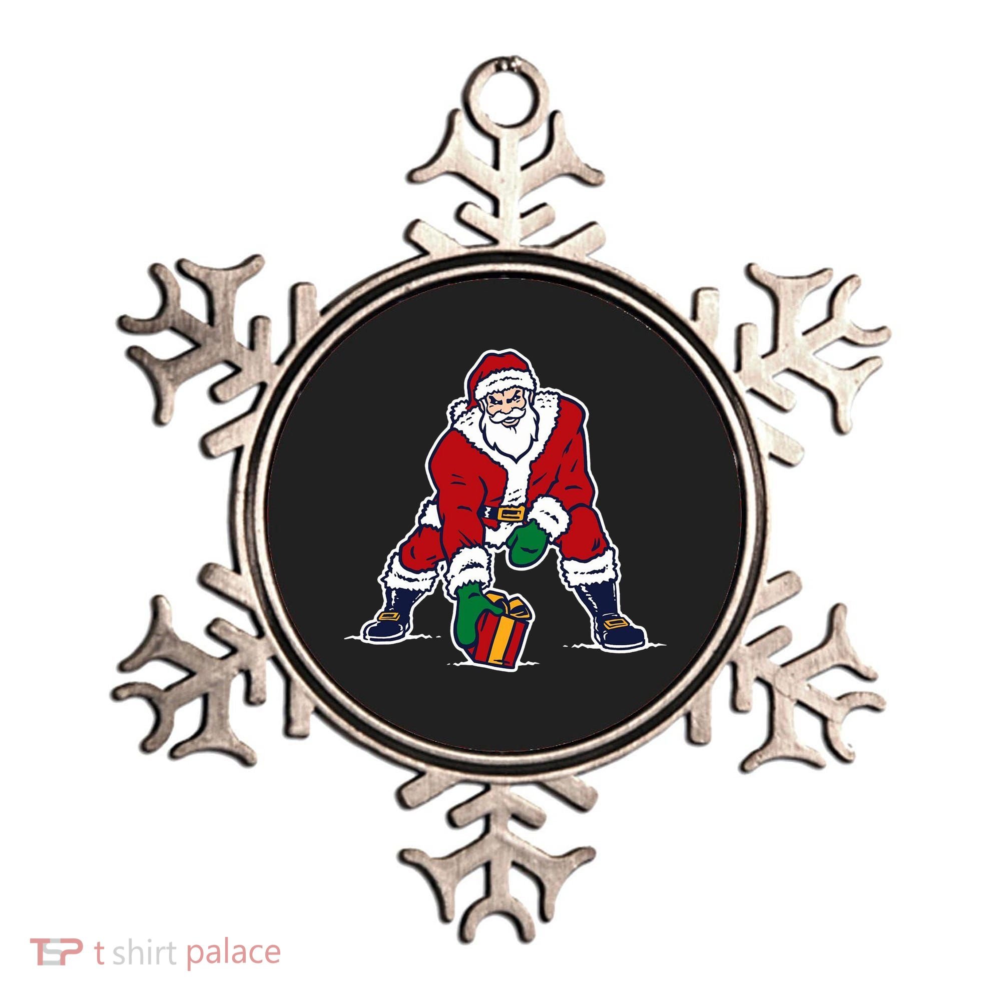 Santa Football Spike Present Ornament