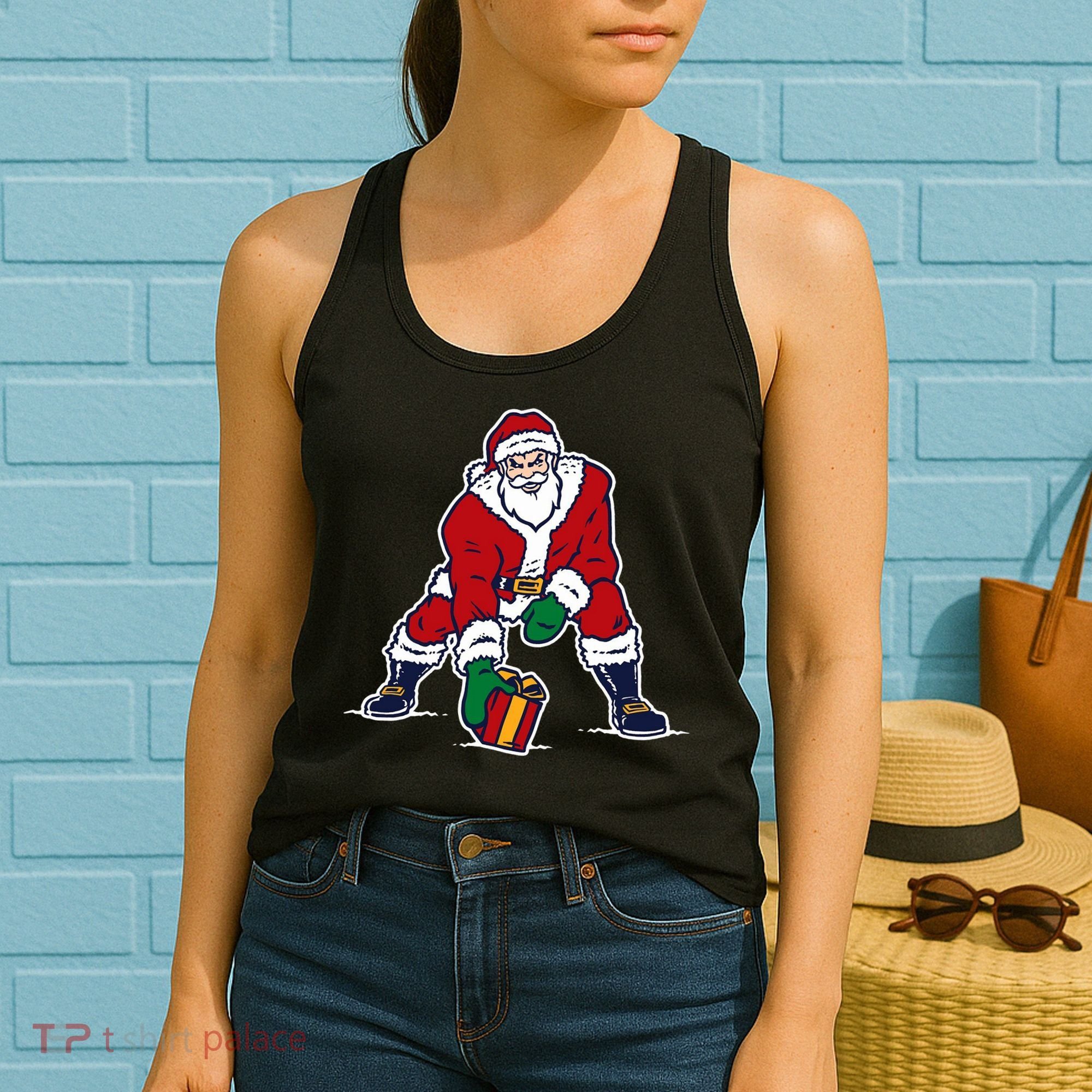 Santa Football Spike Present Women's Tank Top