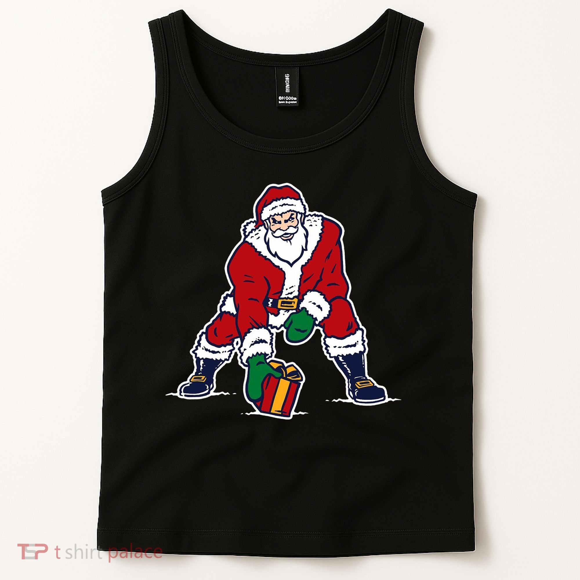 Santa Football Spike Present Tank Top