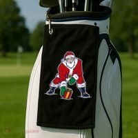 Santa Football Spike Present Golf Towel thumb 2
