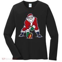 Santa Football Spike Present Women's Long Sleeve Shirt thumb 0