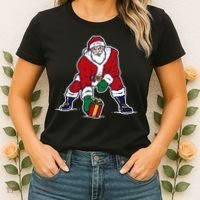 Santa Football Spike Present Women's T-Shirt thumb 2