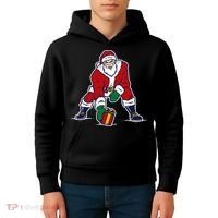Santa Football Spike Present Kids Hoodie thumb 4