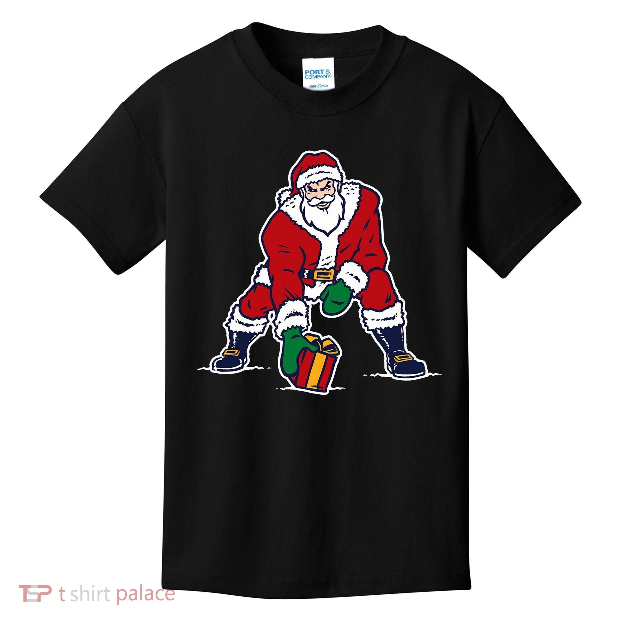 Santa Football Spike Present Kids T-Shirt