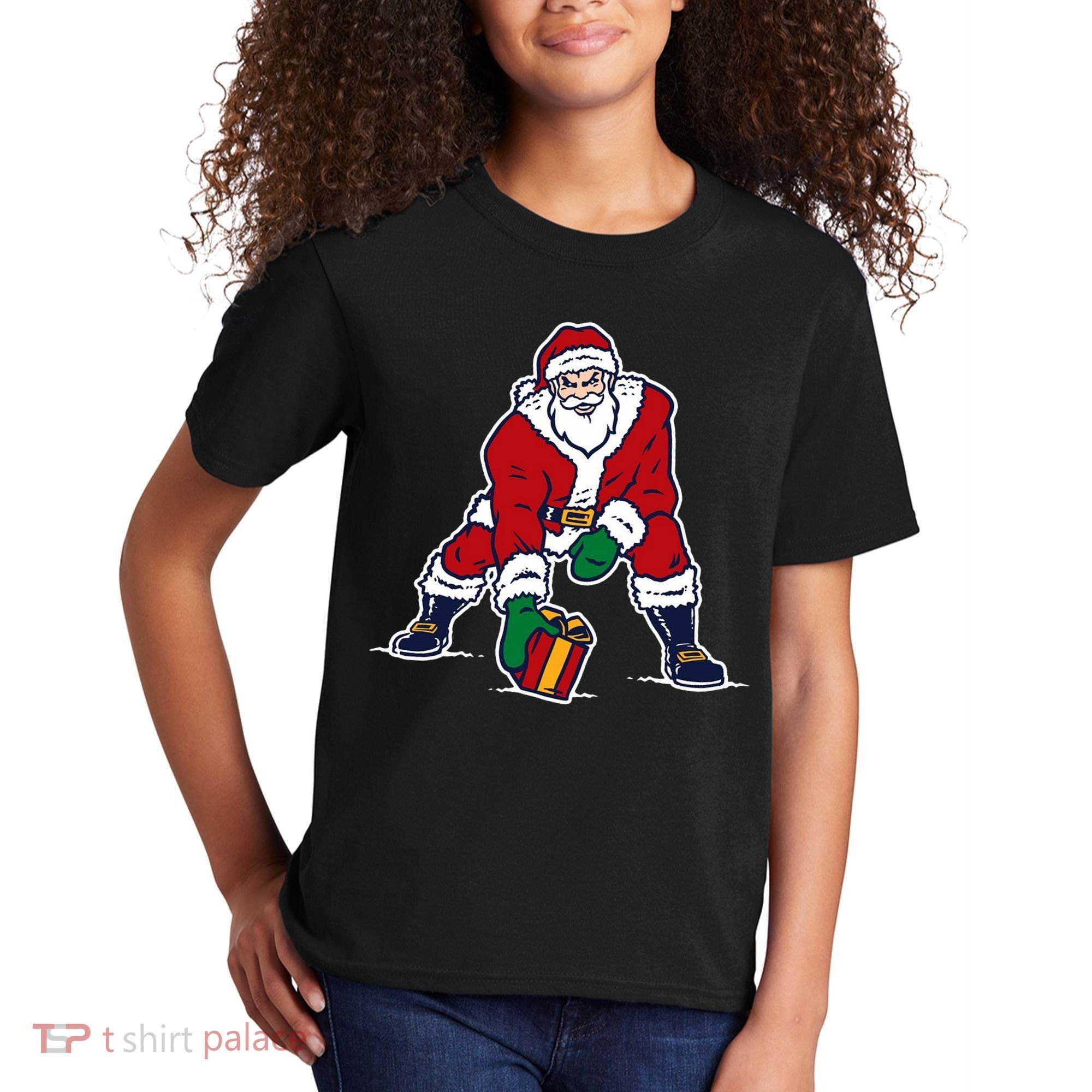 Santa Football Spike Present Kids T-Shirt