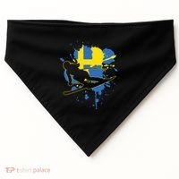 Sweden Flag Skier Swedish Alpine Skiing USA-Made Doggie Bandana thumb 0
