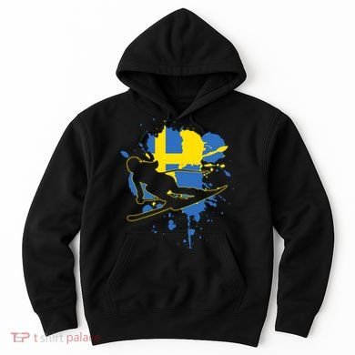 Sweden Flag Skier Swedish Alpine Skiing Hoodie