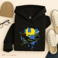 Sweden Flag Skier Swedish Alpine Skiing Hoodie thumb 4