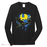 Sweden Flag Skier Swedish Alpine Skiing Long Sleeve Shirt thumb 0