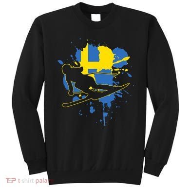 Sweden Flag Skier Swedish Alpine Skiing Sweatshirt