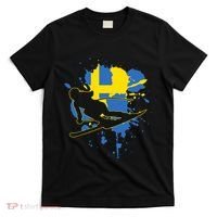 Sweden Flag Skier Swedish Alpine Skiing T-Shirt thumb 0