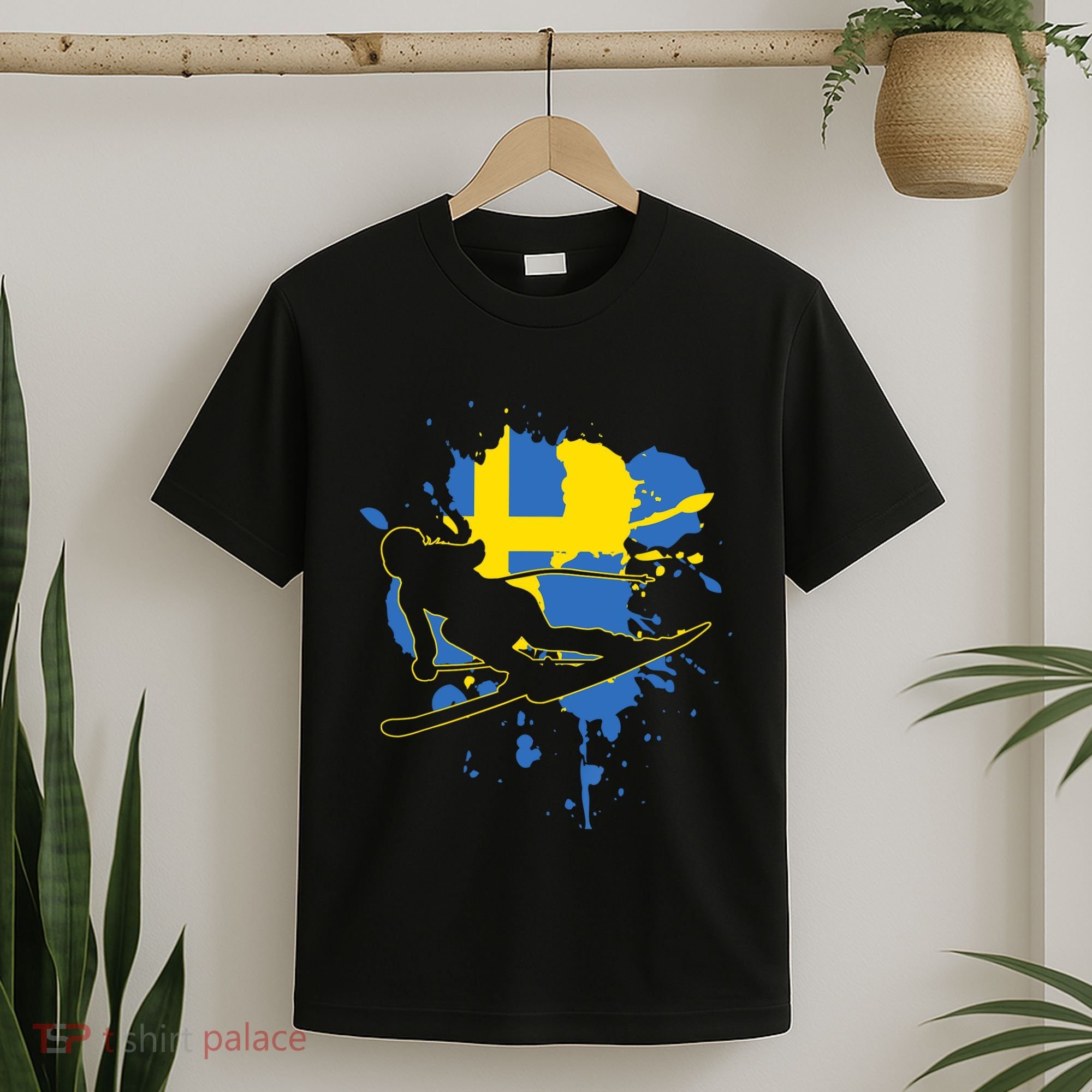 Sweden Flag Skier Swedish Alpine Skiing T-Shirt