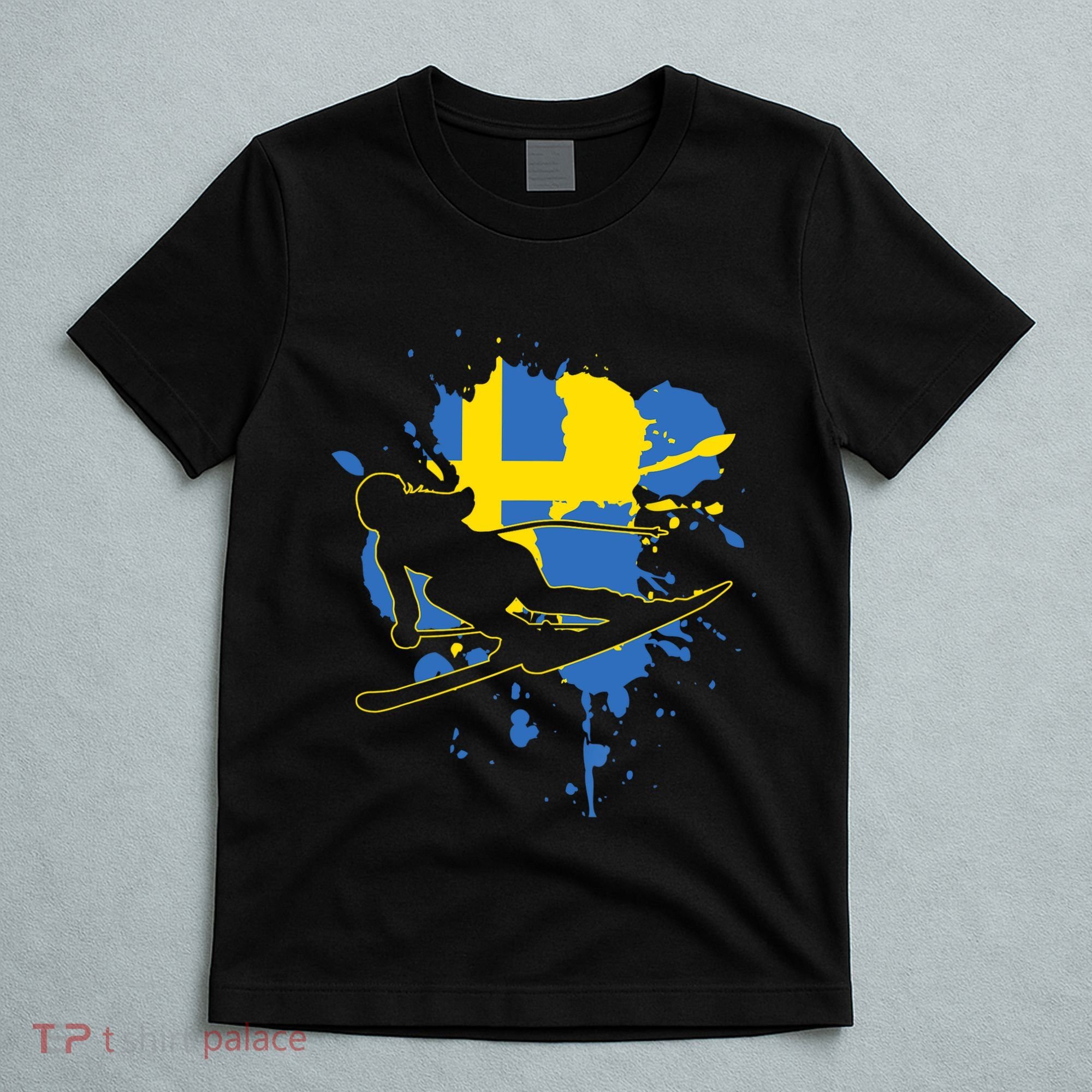 Sweden Flag Skier Swedish Alpine Skiing T-Shirt