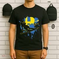 Sweden Flag Skier Swedish Alpine Skiing T-Shirt thumb 6