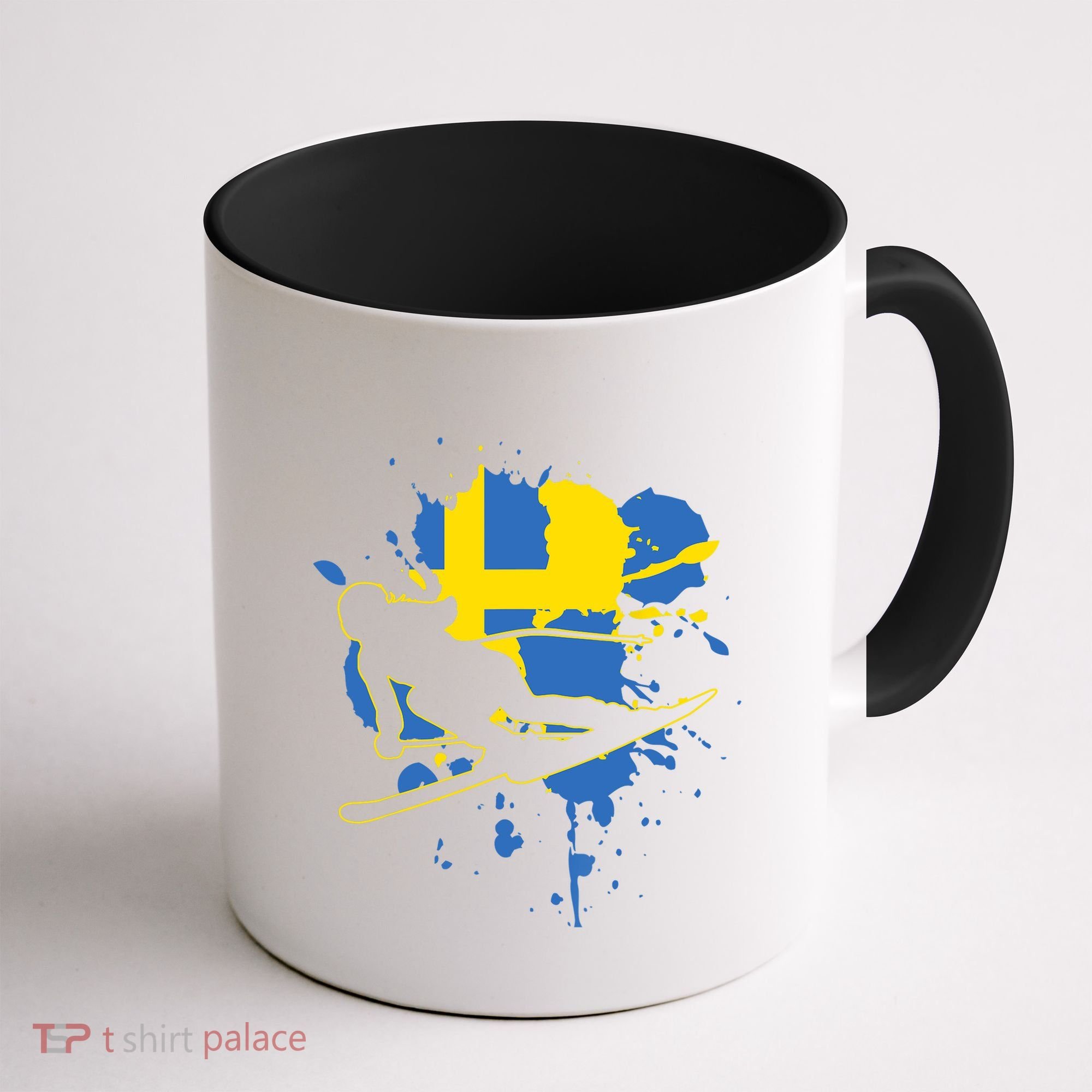 Sweden Flag Skier Swedish Alpine Skiing Coffee Mug