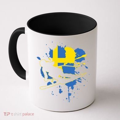 Sweden Flag Skier Swedish Alpine Skiing Coffee Mug