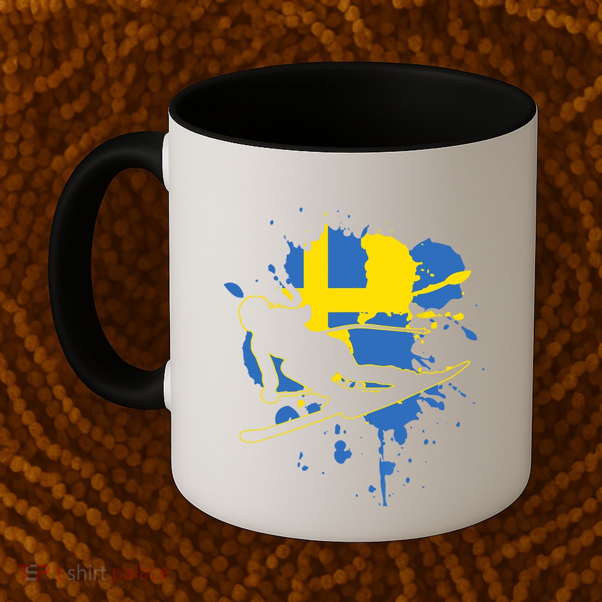 Sweden Flag Skier Swedish Alpine Skiing Coffee Mug