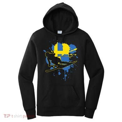 Sweden Flag Skier Swedish Alpine Skiing Women's Hoodie