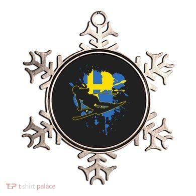 Sweden Flag Skier Swedish Alpine Skiing Ornament