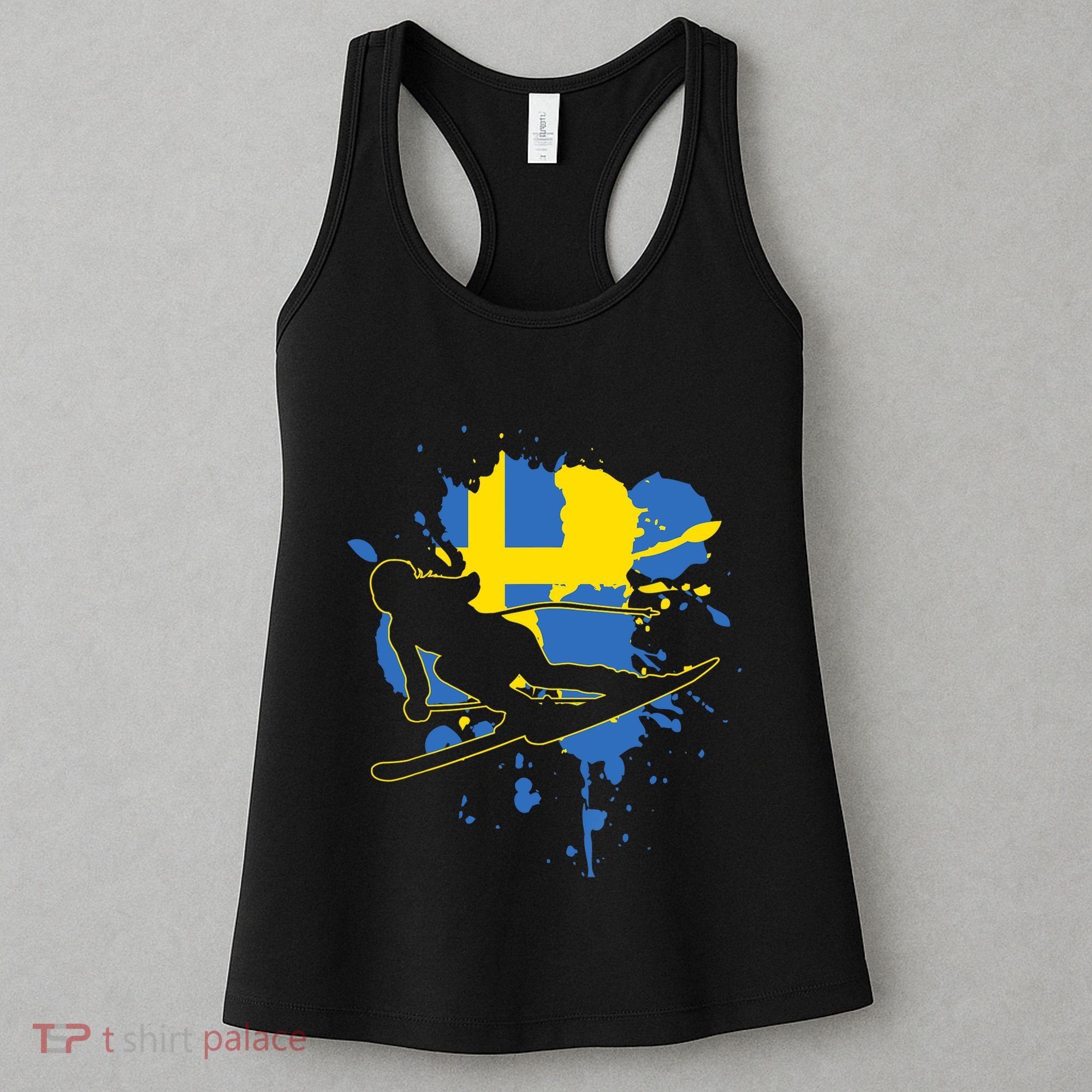 Sweden Flag Skier Swedish Alpine Skiing Women's Tank Top