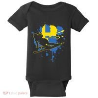 Sweden Flag Skier Swedish Alpine Skiing Baby Bodysuit thumb 0