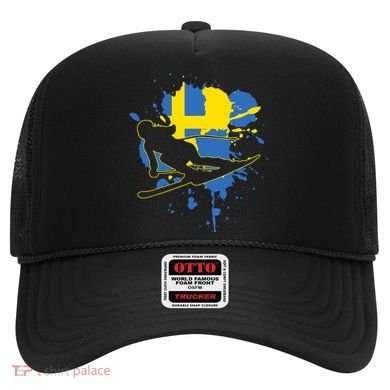 Sweden Flag Skier Swedish Alpine Skiing Hat