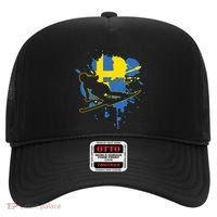 Sweden Flag Skier Swedish Alpine Skiing Hat thumb 0