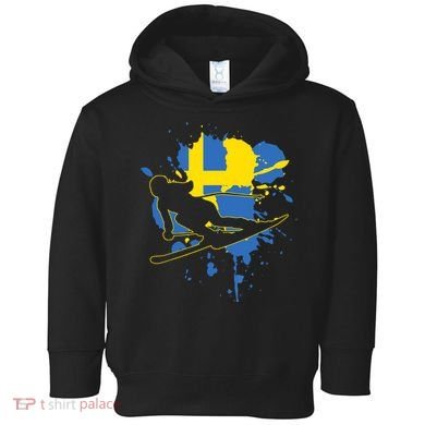 Sweden Flag Skier Swedish Alpine Skiing Toddler Hoodie