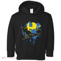 Sweden Flag Skier Swedish Alpine Skiing Toddler Hoodie thumb 0