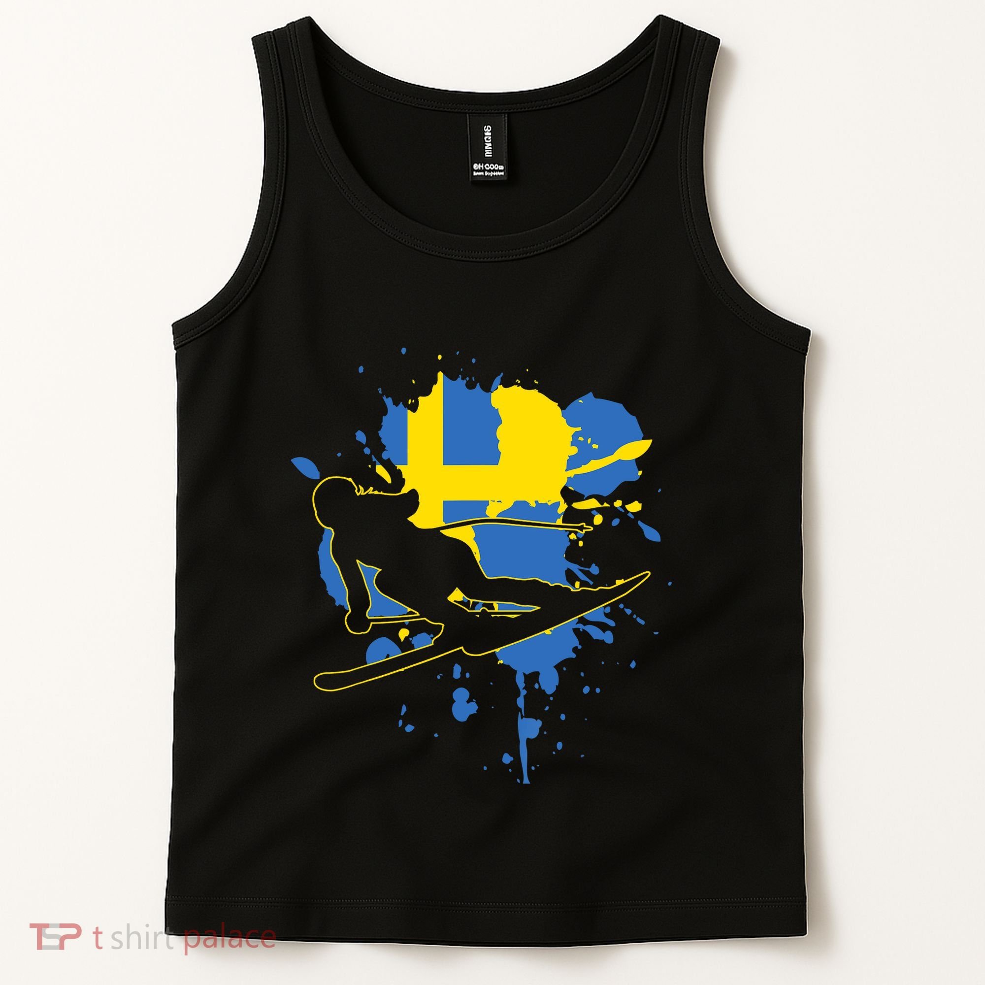 Sweden Flag Skier Swedish Alpine Skiing Tank Top