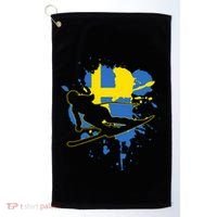 Sweden Flag Skier Swedish Alpine Skiing Golf Towel thumb 0