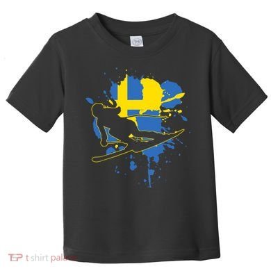 Sweden Flag Skier Swedish Alpine Skiing Toddler T-Shirt