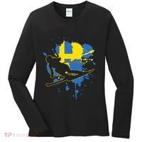 Sweden Flag Skier Swedish Alpine Skiing Women's Long Sleeve Shirt thumb 0