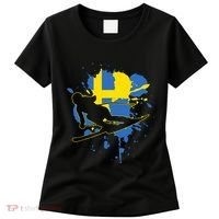 Sweden Flag Skier Swedish Alpine Skiing Women's T-Shirt thumb 0