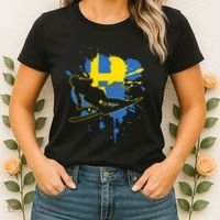 Sweden Flag Skier Swedish Alpine Skiing Women's T-Shirt thumb 2
