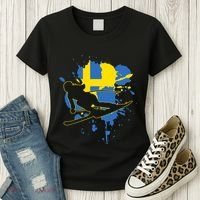 Sweden Flag Skier Swedish Alpine Skiing Women's T-Shirt thumb 3